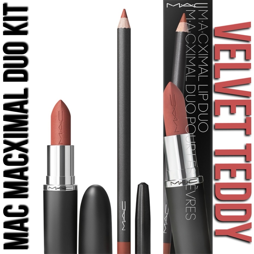 x1 MAC MACXIMAL VELVET TEDDY LIP DUO KIT / LINER: SPICE & LIPSTICK BN BOXED
